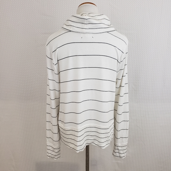 Lou & Grey Signaturesoft Top White Black Stripe Cowl Neck Shirt size Small - Picture 7 of 7